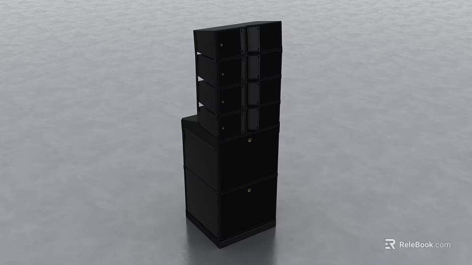 Modern Black Multi Layered Headphone Speaker Stackable Audio Equipment Design 3d model 