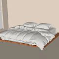 Light Colored Room Double Bed With Wooden Frame White Bedding And Window Blinds 3d model