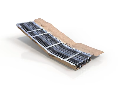 Foldable Cardboard Household Supplies With Black Strips And Support Structure 3d model