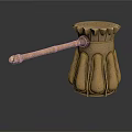 Ancient Bronze Weapon Hammer With Decorative Long Handle And Metallic Sheen