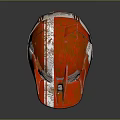 Red Worn Weapon Tactical Helmet With Scratched Goggles And Rossi Logo