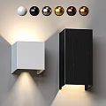 White and Black Square Wall Lights with Wood Grain Design for Modern Indoor Lighting