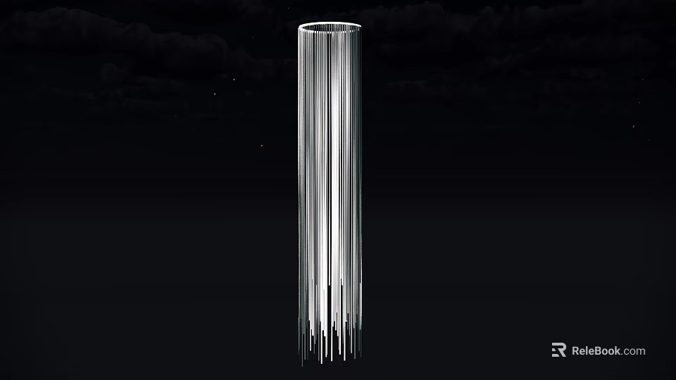 Modern Silver Column With Vertical Lines In Dark Background Design 3d model 