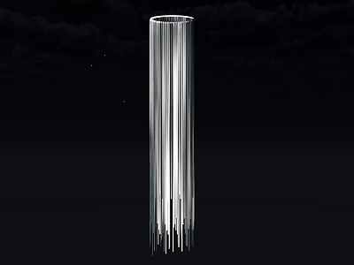 Modern Silver Column With Vertical Lines In Dark Background Design 3d model