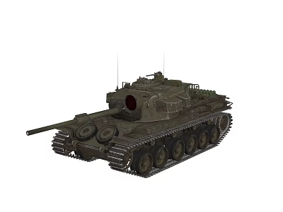 Military Armored Tank Featuring Tracks Turret And Long Cannon Design 3d model