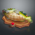 Mechanical Fish Model With Gears And Textured Body On Wooden Base