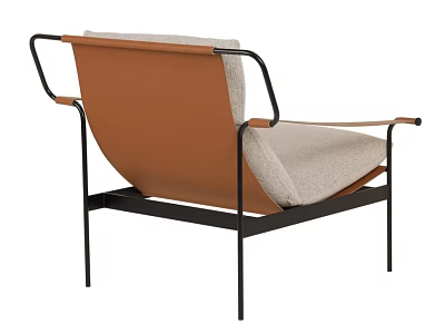 Modern Leisure Chair With Brown Backrest Light Gray Seat And Black Metal Frame 3d model