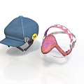 Stylish Blue Cap With Yellow Lightning Symbol And Pink Decorative Mask