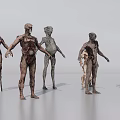 Humanoid Creature Character Models For Game Design With Various Forms And Damaged Skin 3d model