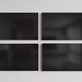 Four Black Televisions Mounted On White Wall In Grid Arrangement Setup 3d model