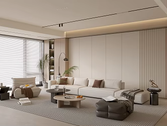 Modern Cream Style Living Room Light Luxury TV Background Wall Combination Coffee Table Sofa Background Wall 3d model
