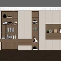 Modern Wooden Bookcase Design With Open Shelves LED Lighting And Decorative Items