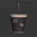 Beverage In Glass With Pink Foam Deep Red Liquid And Black Straw Against Dark Background