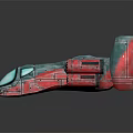 Sci-Fi Spaceship Model With Red And Blue Design Transparent Cockpit And Engines 3d model