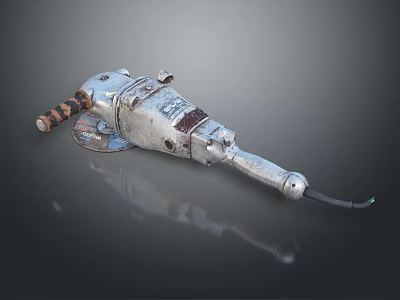 Old Worn Electric Angle Grinder With Striped Handle And Metal Body 3d model