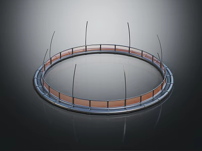 Modern Circular Platform Structure With Metal Railings And Smooth Circular Surface 3d model