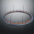 Modern Circular Platform Structure With Metal Railings And Smooth Circular Surface