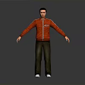 Man in Red Jacket with Dark Pants and White Shoes Standing with Arms Outstretched