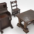 Vintage Wooden Table and Chair Set with Classic Design for Retro Home Decor