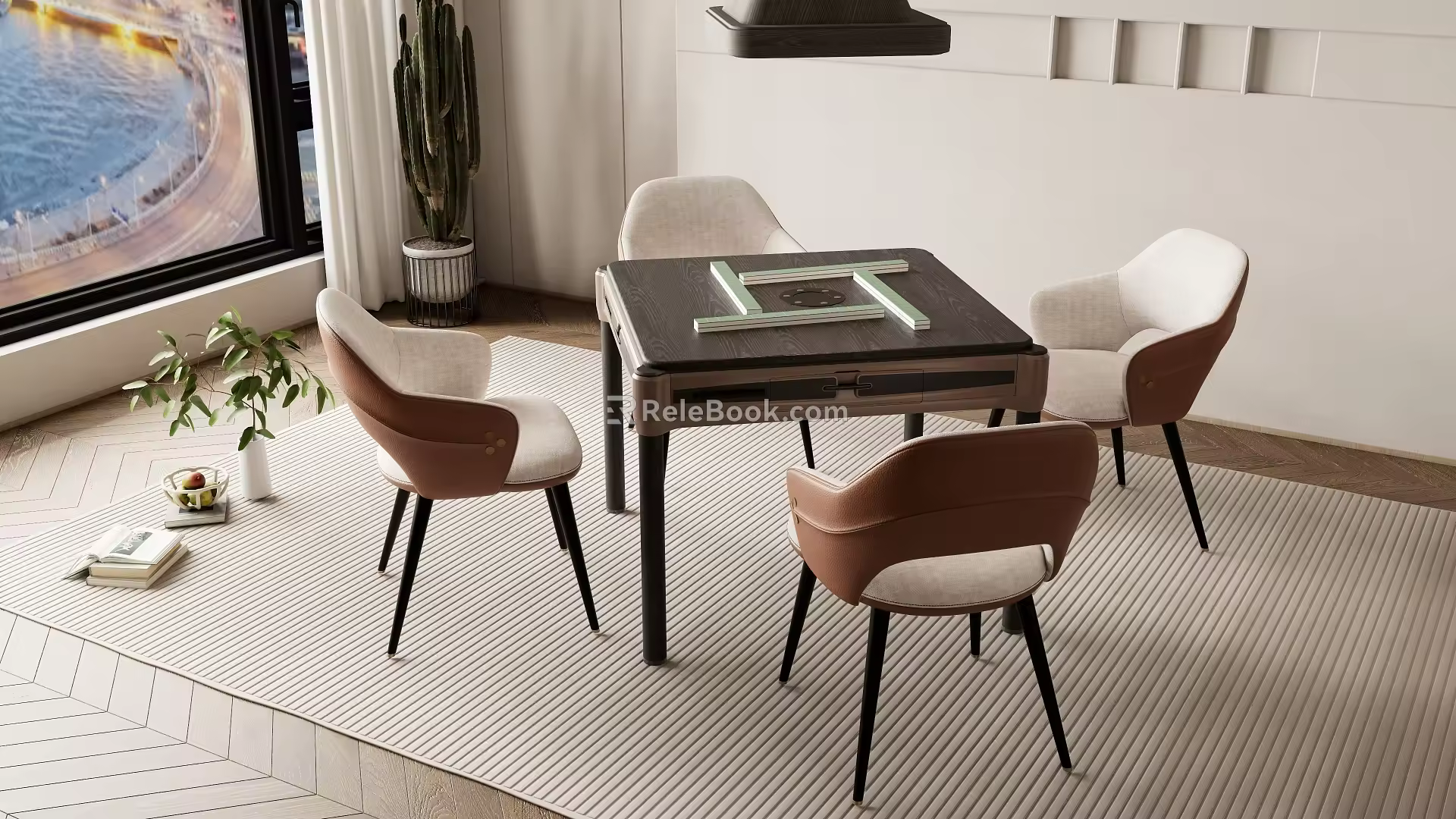 Modern Simple Mahjong Table and Chair Chess and Card Room Table and Chair Entertainment Table and Chair 3d model