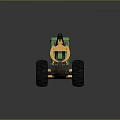 Green Logging Forestry Machine With Large Black Wheels And Yellow Front Claw 3d model