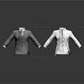 Gray And White Tailored Coats With Buttoned Design And Reflective Background