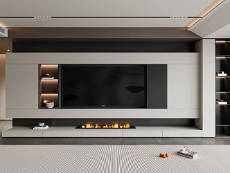 TV background wall TV fireplace ornaments 3d model