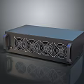 Black Rack Mountable Electronic Unit With Four Cooling Fans And Smooth Reflective Surface 3d model