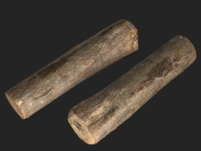 Two Natural Stone Wood Logs With Rough Surface And Organic Texture 3d model