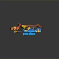 Colorful 3D Model Weapon With Orange Red Blue Yellow Components And Combined Structure