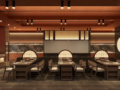 Traditional Chinese Hotpot Restaurant Interior With Wooden Tables Warm Lighting And Decorative Elements 3d model