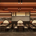 Traditional Chinese Hotpot Restaurant Interior With Wooden Tables Warm Lighting And Decorative Elements
