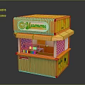 Orange Two Tiered Food Stall With Humana Logo Windows And Counter