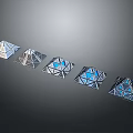 Geometric Architectural Structure Models With Blue Transparent Elements Arranged On Grey Background