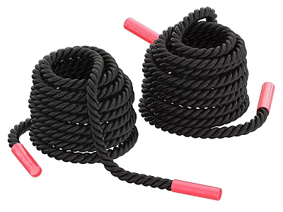 Black Battle Ropes With Pink Handles For Fitness Training Exercises 3d model