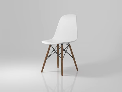 Modern White Leisure Chair With Wooden Legs And Crossed Metal Frame 3d model