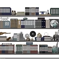 Decorative Ornaments Collection on Multi Layered Shelves With Books Vases Figurines and Decor Items