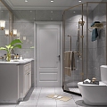 European-style simple home bathroom shower room toilet shower 3d model