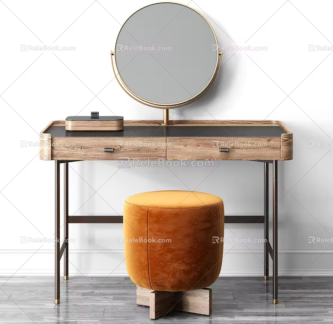 Modern Dressing Table Dressing Table Stool Combination 3d model