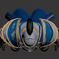 3D Rendered Ornate Blue And Silver Medieval Fantasy Armor With Metallic Texture