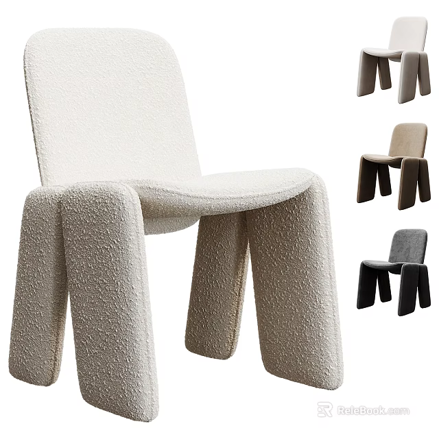 Comfortable Lounge Chair with Soft Textured Fabric in Beige Gray and Black Minimalist Design 3d model 