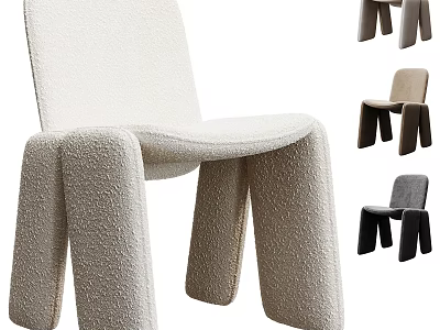 Comfortable Lounge Chair with Soft Textured Fabric in Beige Gray and Black Minimalist Design 3d model