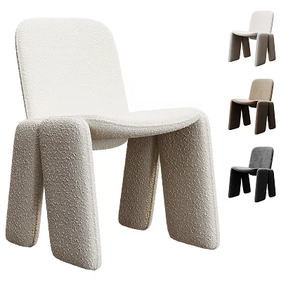 Comfortable Lounge Chair with Soft Textured Fabric in Beige Gray and Black Minimalist Design 3d model