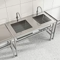 Stainless Steel Double Bowl Kitchen Sink With Metal Stand And Faucets