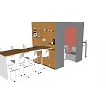 Stylish Bar Counter Interior With Wooden Shelves White Stools And Orange Wall Design