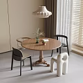 Modern Dining Table and Chair Combination Dining Chair Round Dining Table Chandelier 3d model