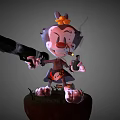 Cartoon Game Character Holding Large Cannon With Floral Headpiece And Outfit Standing On Platform