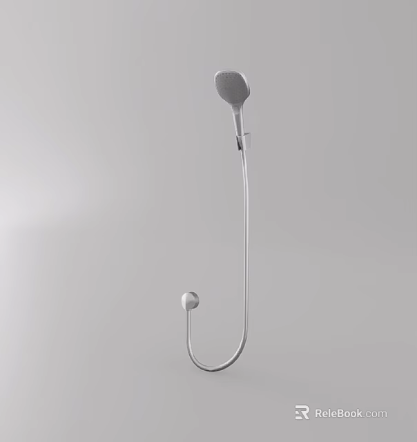 Sleek Modern Silver Handheld Shower Head with Flexible Hose and Wall Mount 3d model