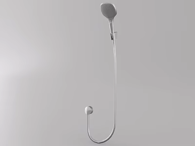 Sleek Modern Silver Handheld Shower Head with Flexible Hose and Wall Mount 3d model