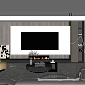 Elegant Modern Living Room Interior With Sofa Coffee Table TV Wall Yellow Armchair And Fireplace